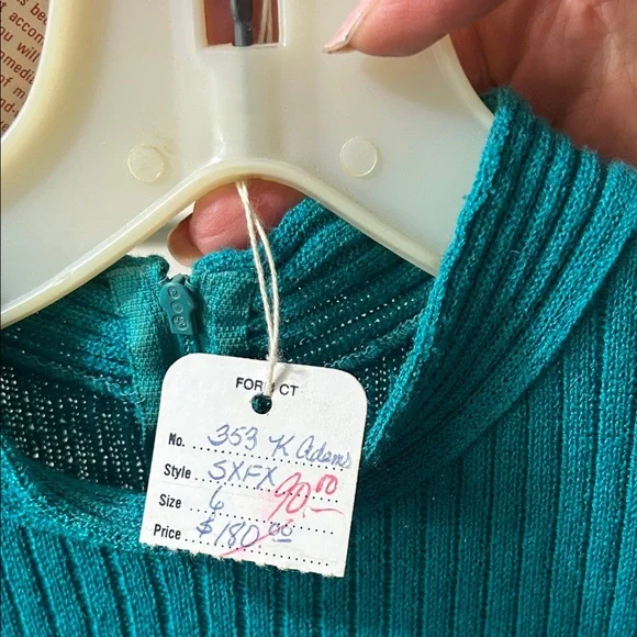 Vintage 90s Keith Adams sz6 Teal Long Sleeve Dress.Estate item.Offers welcome! - Picture 6 of 15